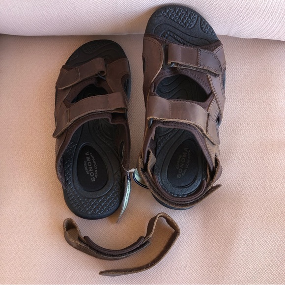 Sonoma Genuine Leather Stingray Removable Back Strap Brown Adjustable Sandals 7 - Picture 7 of 14